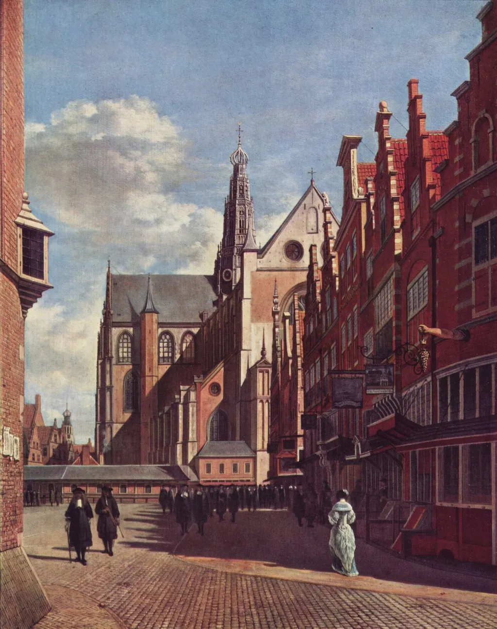 The Grote Kerk at Haarlem, Seen from the City Hall, by Gerrit Adriaenszoon Berckheyde, oil, 1674