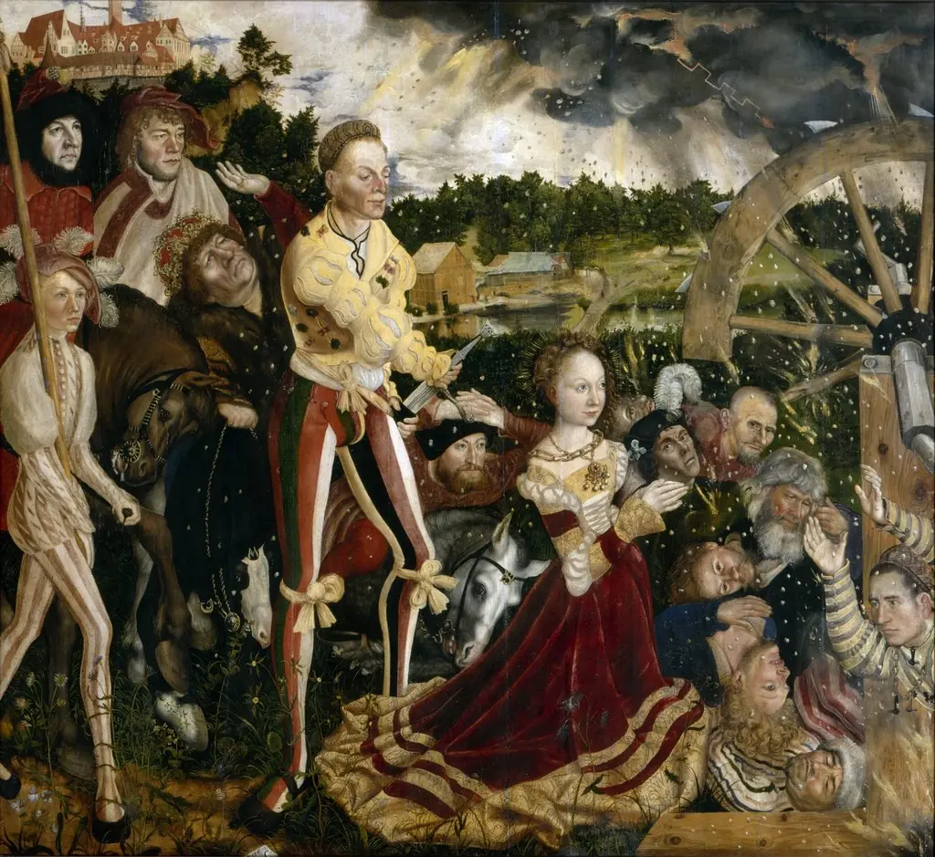 The Martyrdom of St Catharine (central panel), by Lucas Cranach the Elder, paint, 1506
