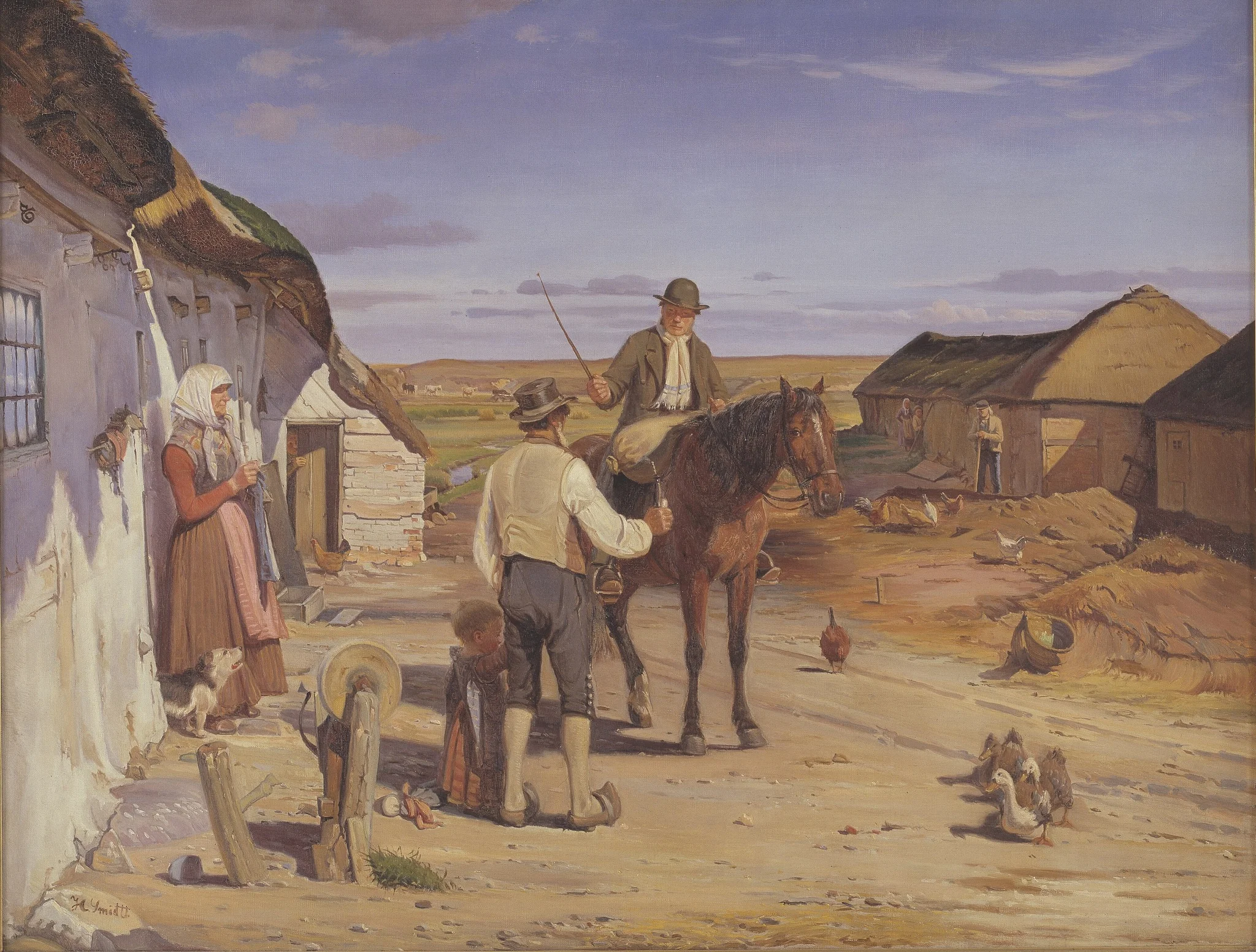 A Stranger Asking his Way at a Farm on the Moors, detail
