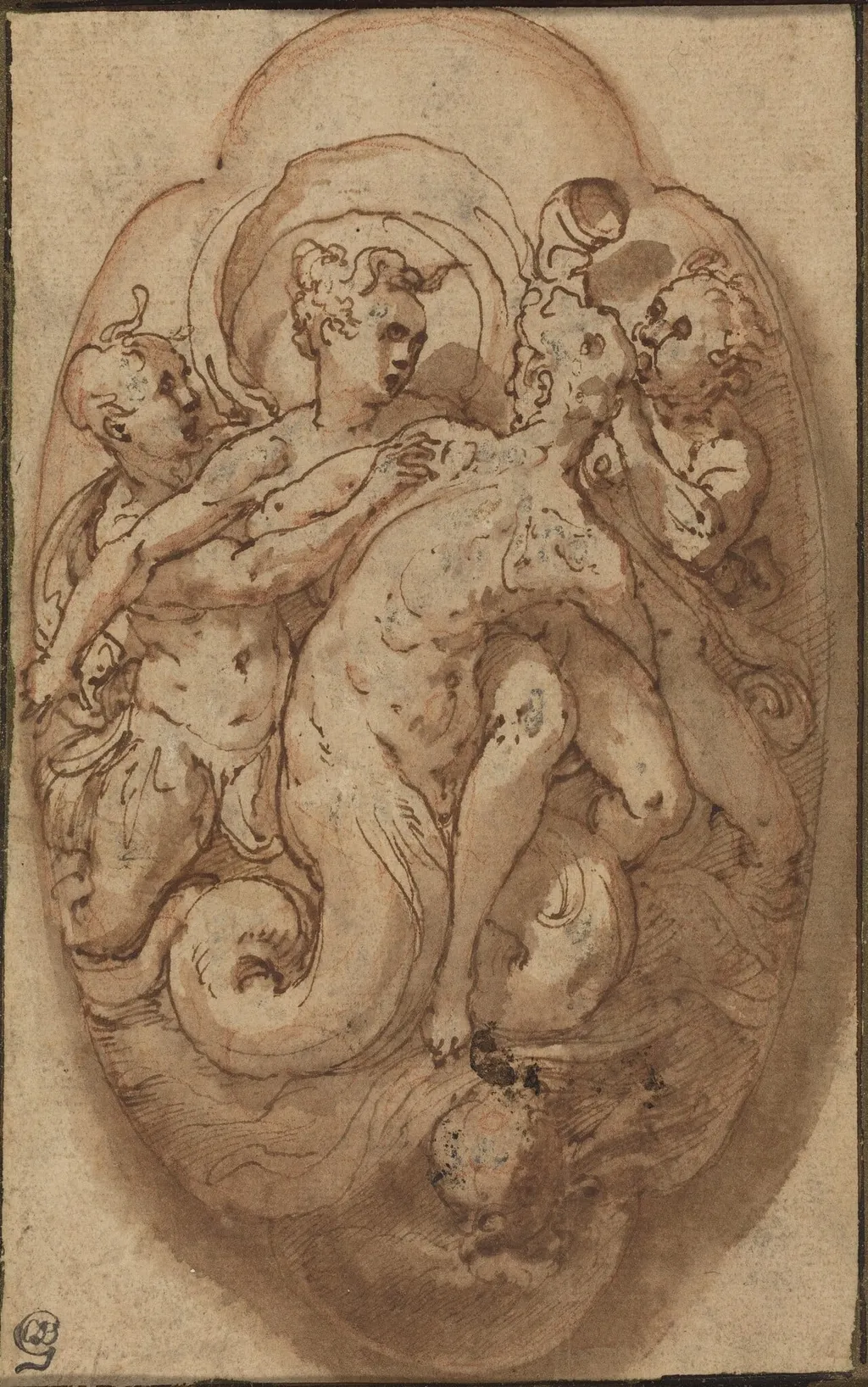 Mythological Figures, by Taddeo Zuccaro, ink, 1561