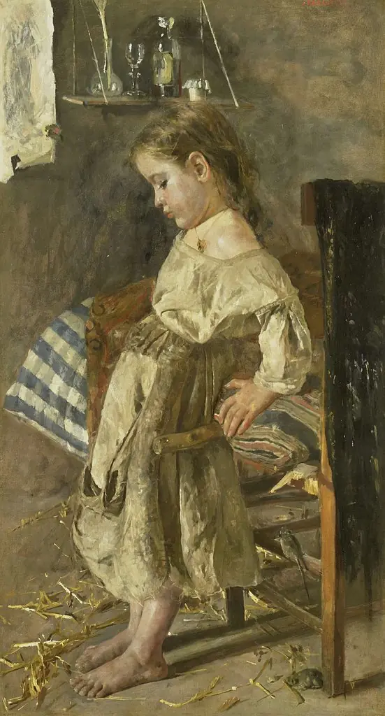 The poor child, by Antonio Mancini, oil, 1894