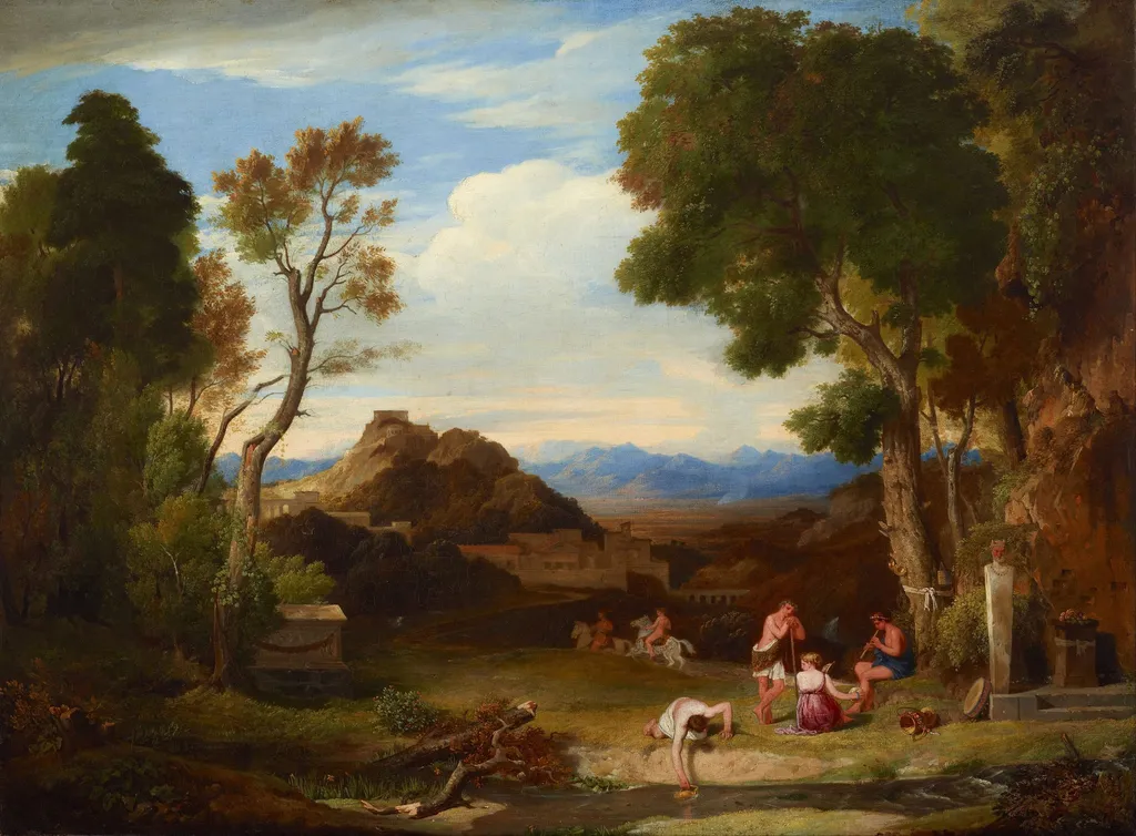 An antique rural scene, by Charles Lock Eastlake, oil, 1827
