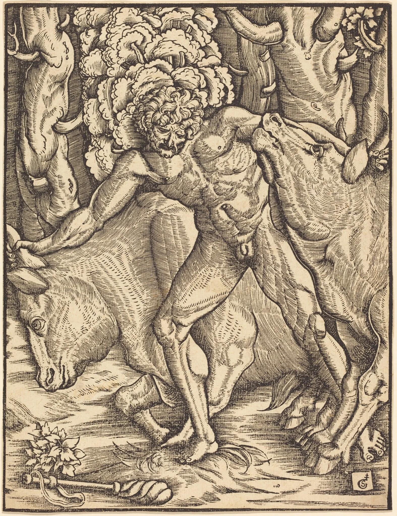 Hercules Carrying Off the Cattle of Geryon, detail
