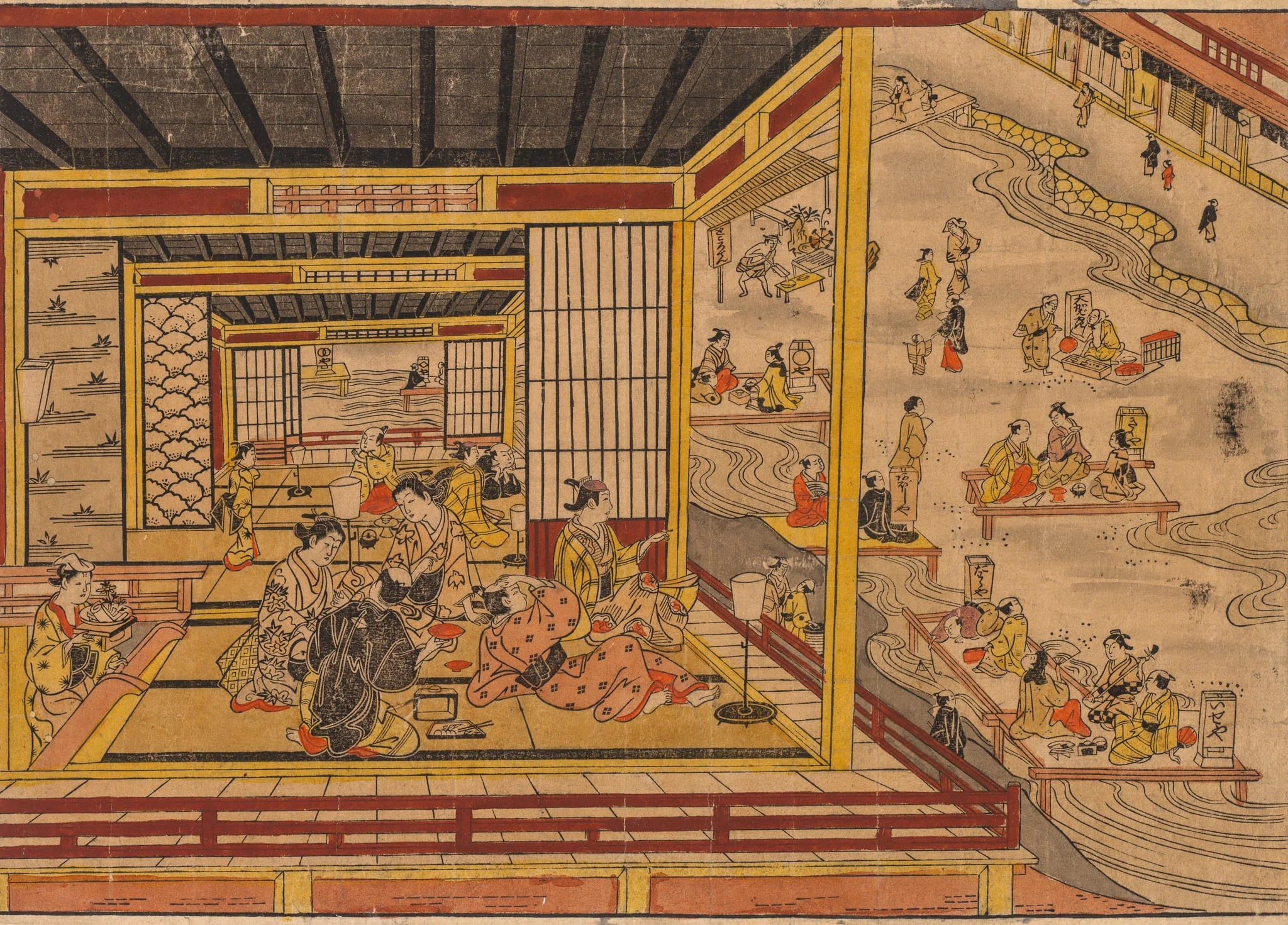 Tea House Beside the Kamo River in Kyoto, detail