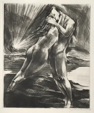 Arno Holz Mappe:  Schwebendes Paar, by Willy Jaeckel, 1923