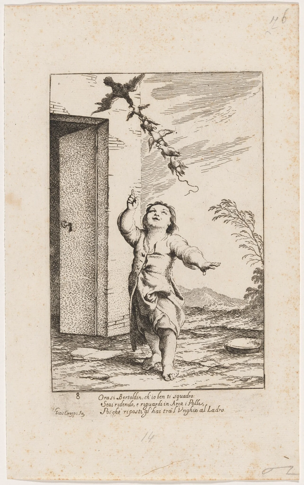 Bertoldino with the Birds Carried Away By the Kite, detail