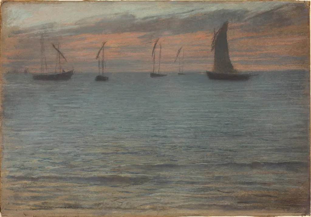 A Seascape at Sunset, by Ernest-Ange Duez, pastel, 1884