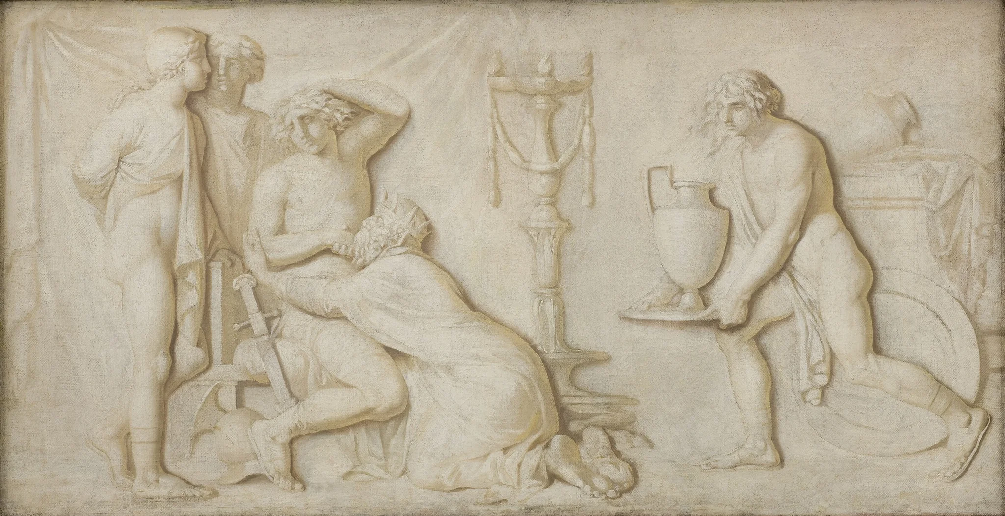 King Priam Pleading with Achilles for the Corpse of Hector, detail