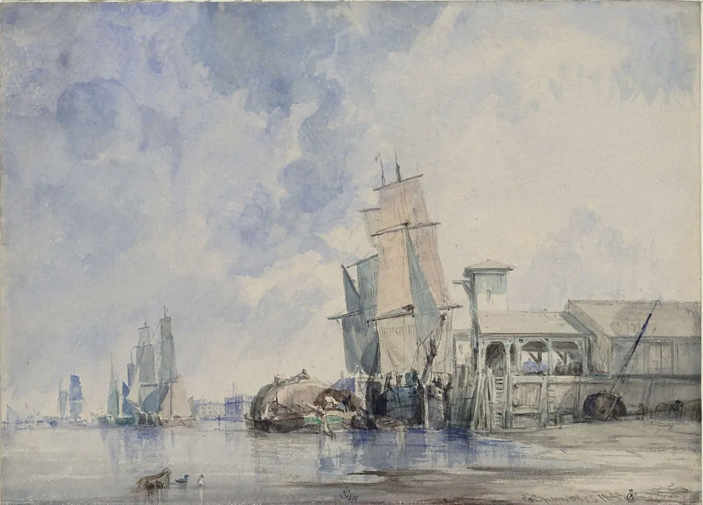 On the Thames, by George Chambers, watercolor, 1833