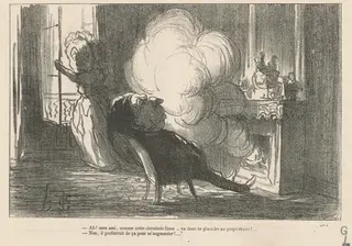 Ah! ... Comme cette cheminé fume ..., by Honoré Daumier, ink, 1865