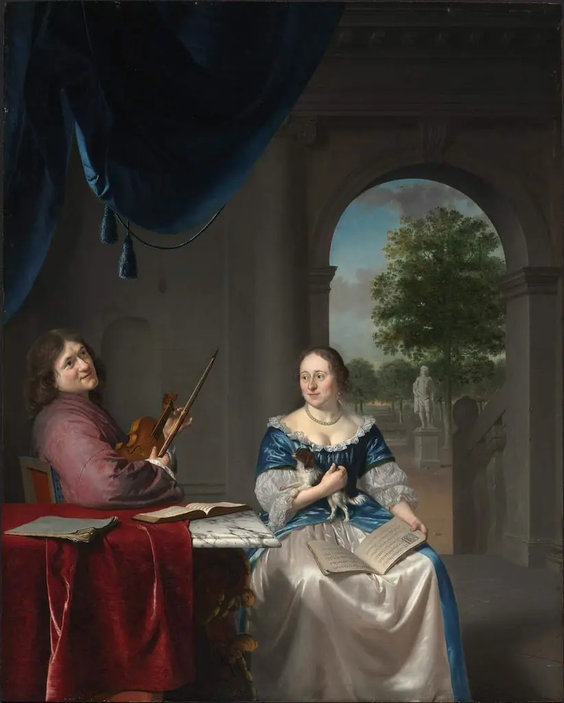 Johan van Musschenbroek and His Wife, by Pieter Cornelisz. van Slingelandt, oil, 1675