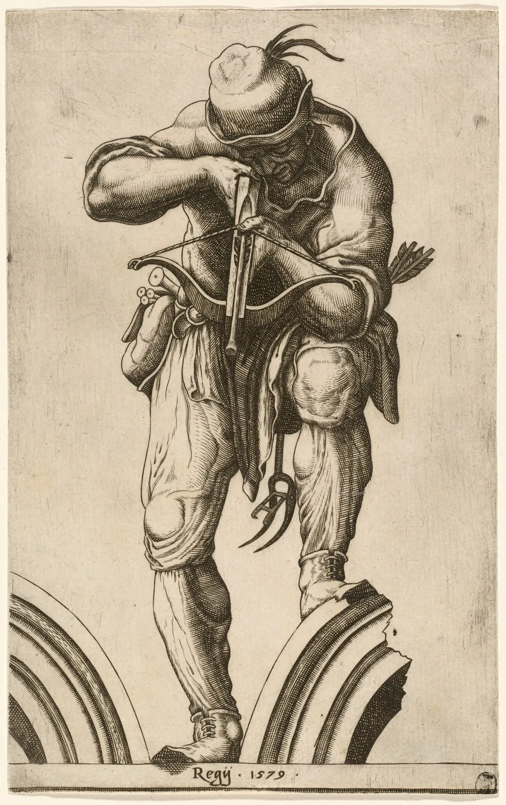 An Archer Shooting a Crossbow, by Cherubino Alberti, ink, 1579