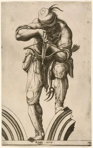 An Archer Shooting a Crossbow, by Cherubino Alberti, ink, 1579