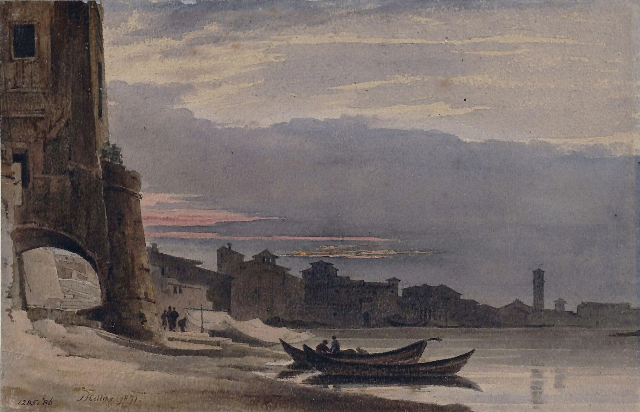 Town on the Italian coast: Sunset, detail