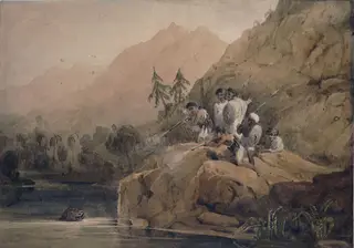 A Hippopotamus Hunt, by William Daniell, watercolor, 1780