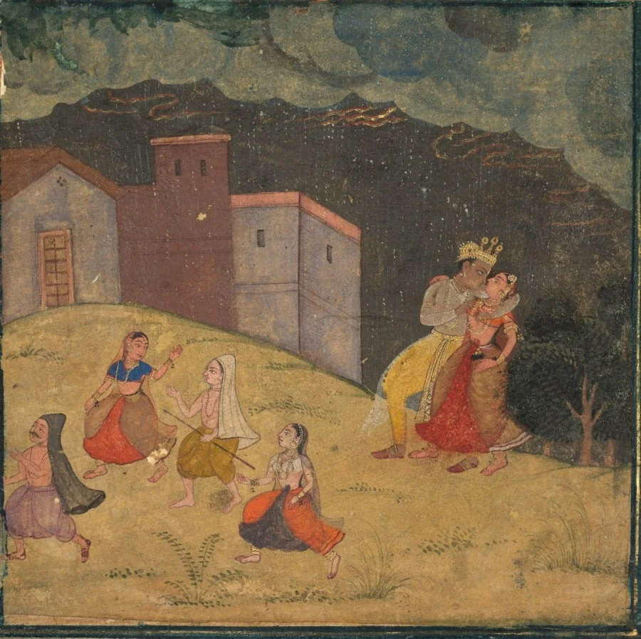Radha and Krishna Caught in a Storm, detail