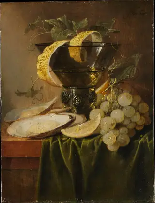 Still Life with a Glass and Oysters, by Jan Davidsz. de Heem, oil, 1640
