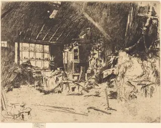 The Smithy, by James McNeill Whistler, ink, 1880