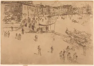 The Riva, No.II, by James McNeill Whistler, ink, 1880