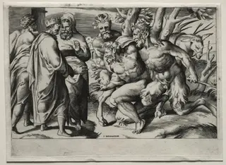 Silenus and King Midas, by Giulio Bonasone, 1550