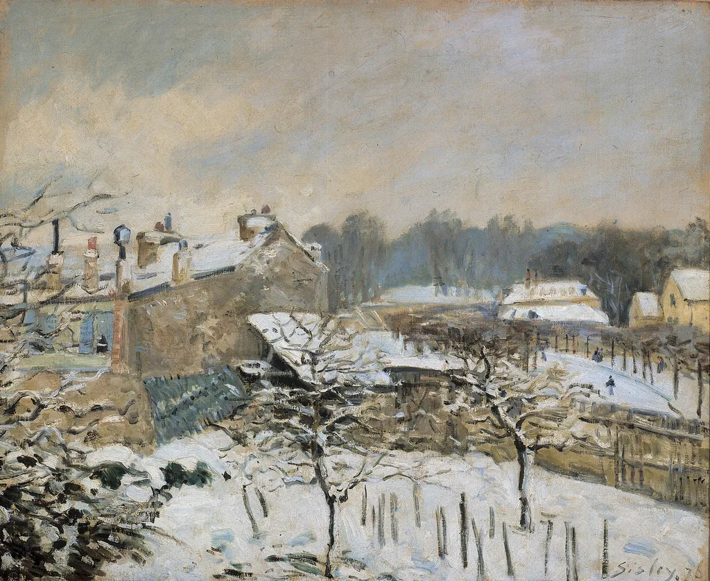 Snow Effect in Louveciennes, by Alfred Sisley, oil, 1888