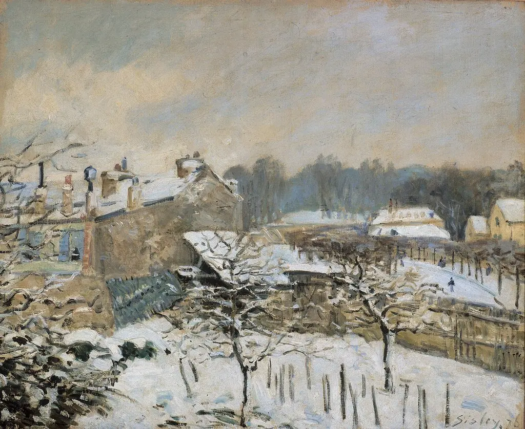 Snow Effect in Louveciennes, by Alfred Sisley, oil, 1888