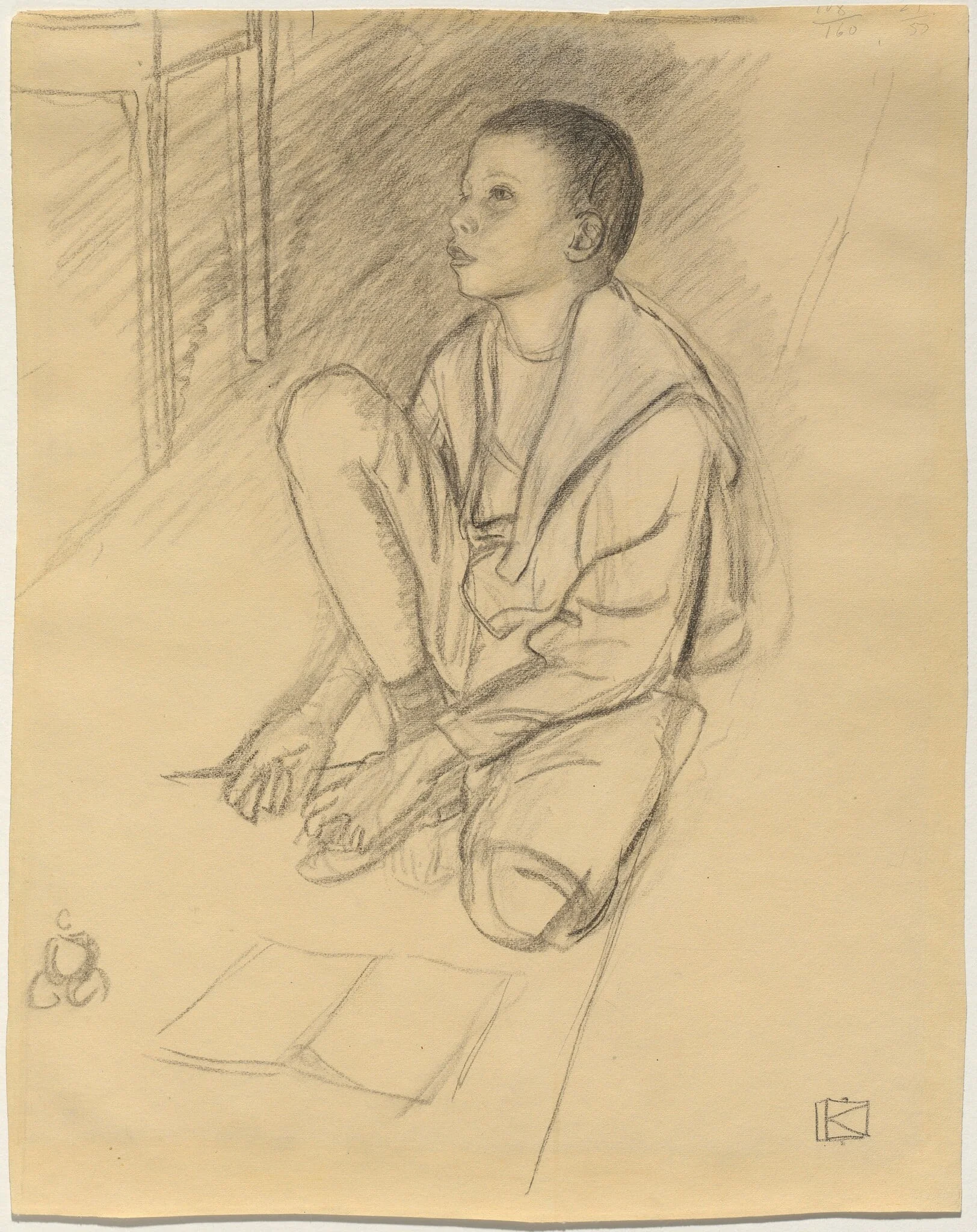 The Artist's Son Wolf Crouching on the Floor, detail