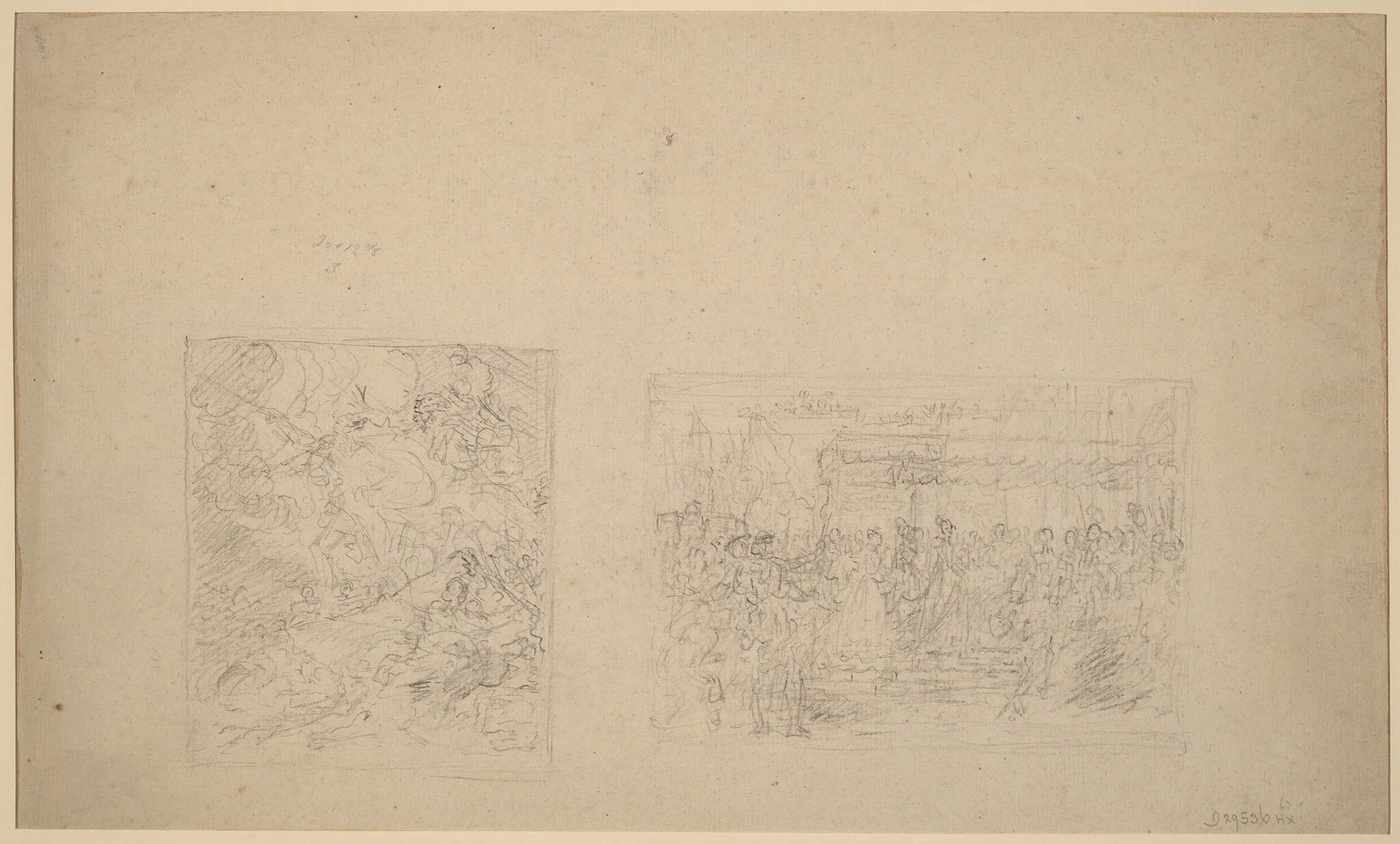 Study of Moses Striking the Rock and a Procession [verso], detail