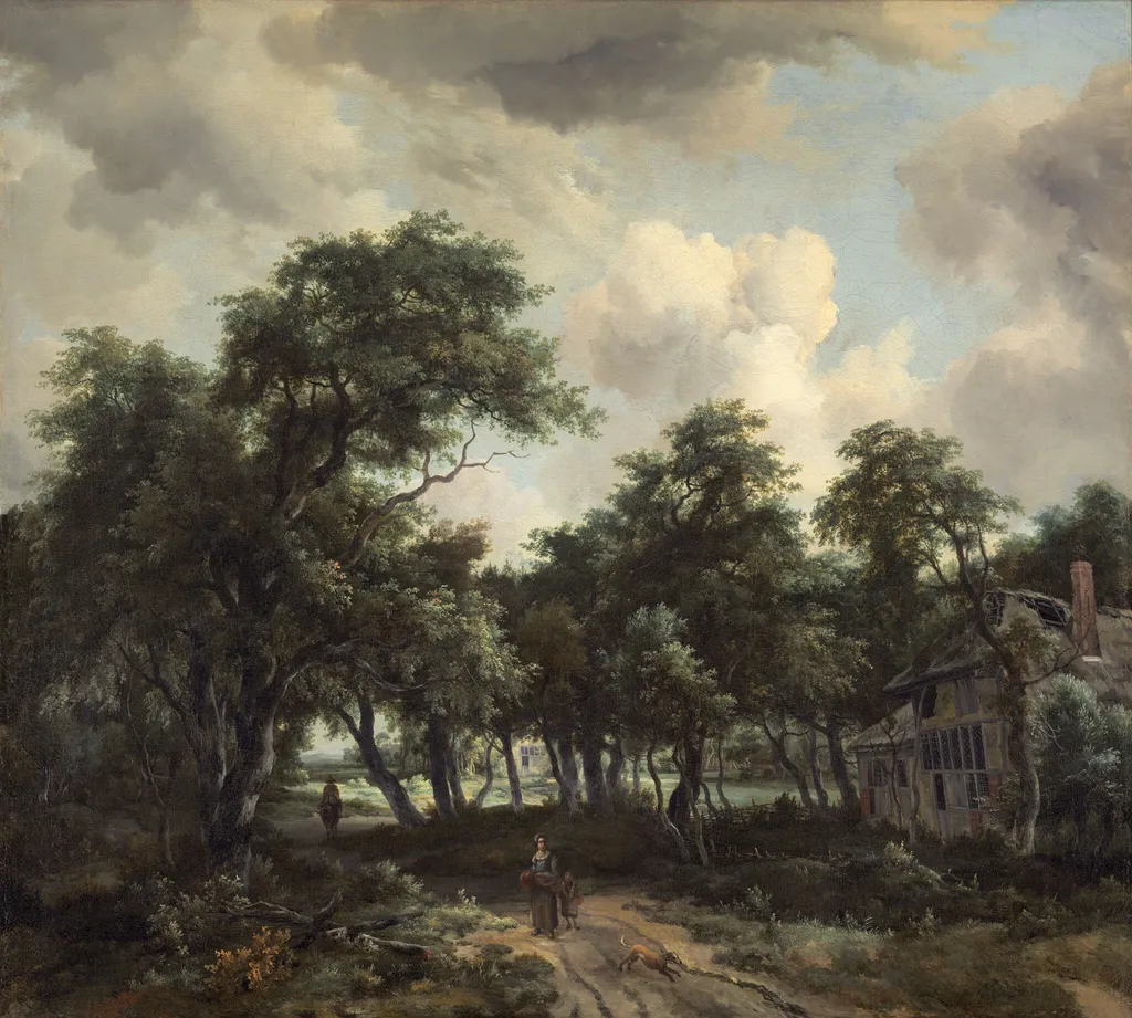 Hut among Trees, by Meindert Hobbema, oil, 1664