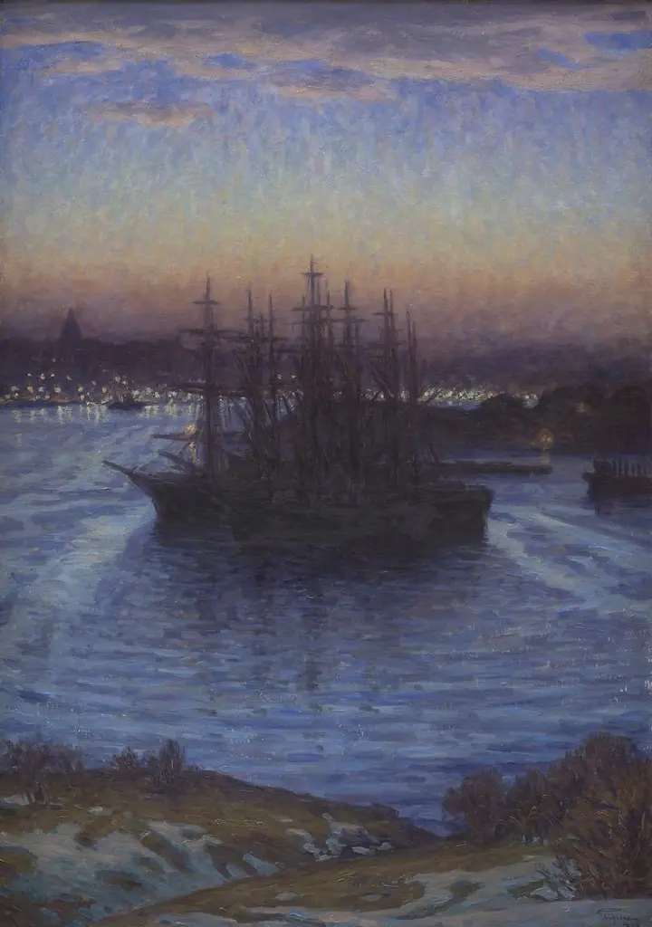 Ships at Anchor. Winter, by Duke of Närke Prince Eugen, oil, 1908