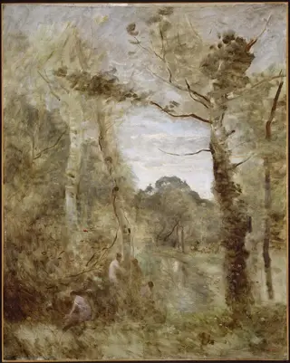 Bathers in a Clearing, by Jean Baptiste Camille Corot, oil, 1872
