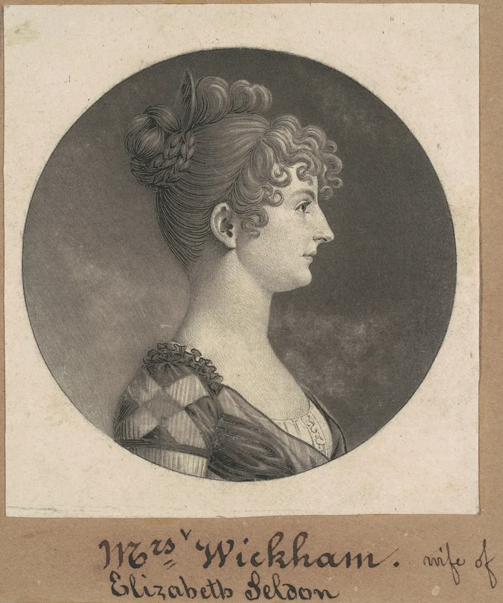 Elizabeth Selden McClurg Wickham, by Charles B. J. Févret de Saint-Mémin, ink, 1808