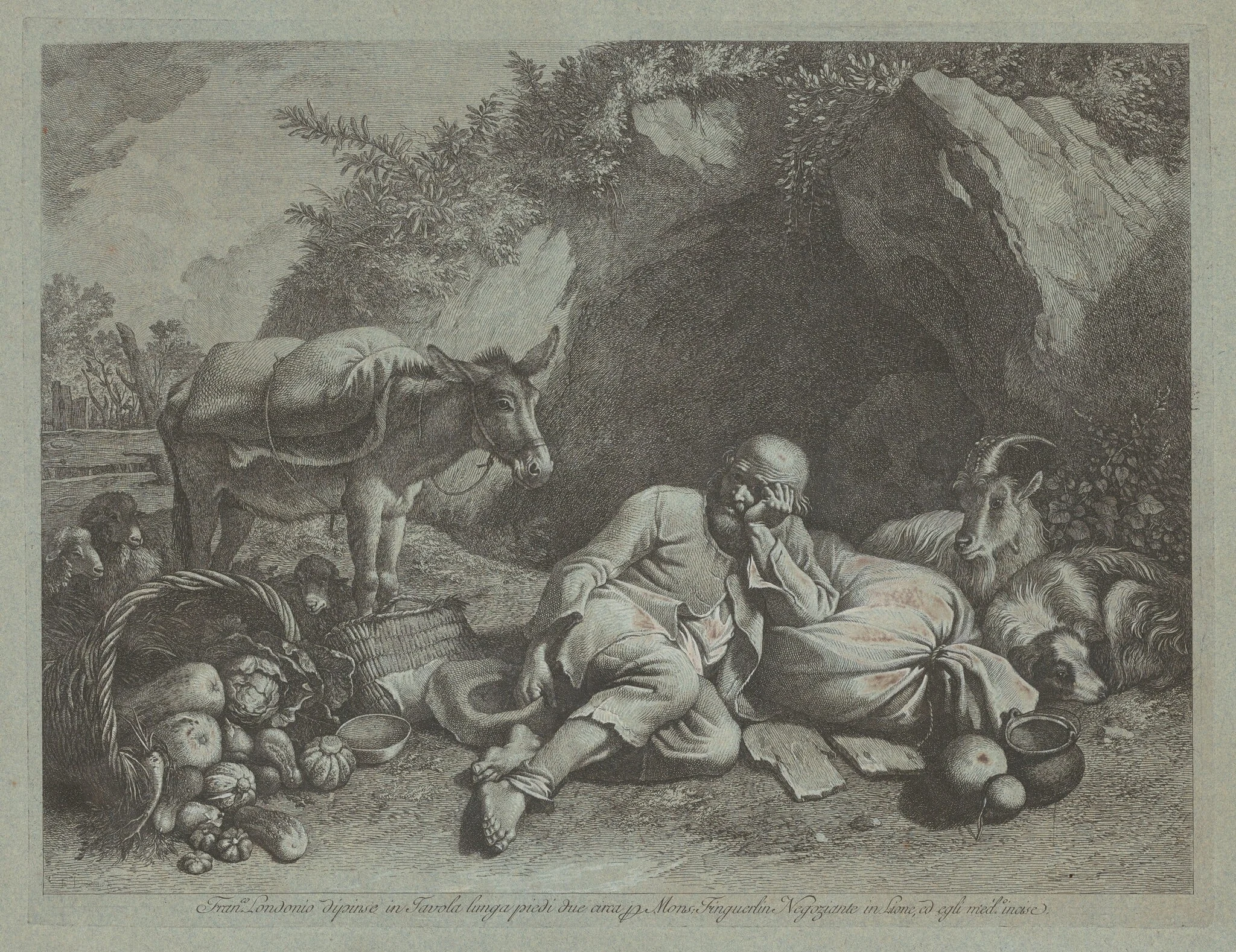 Old Man Leaning against a Sack, detail