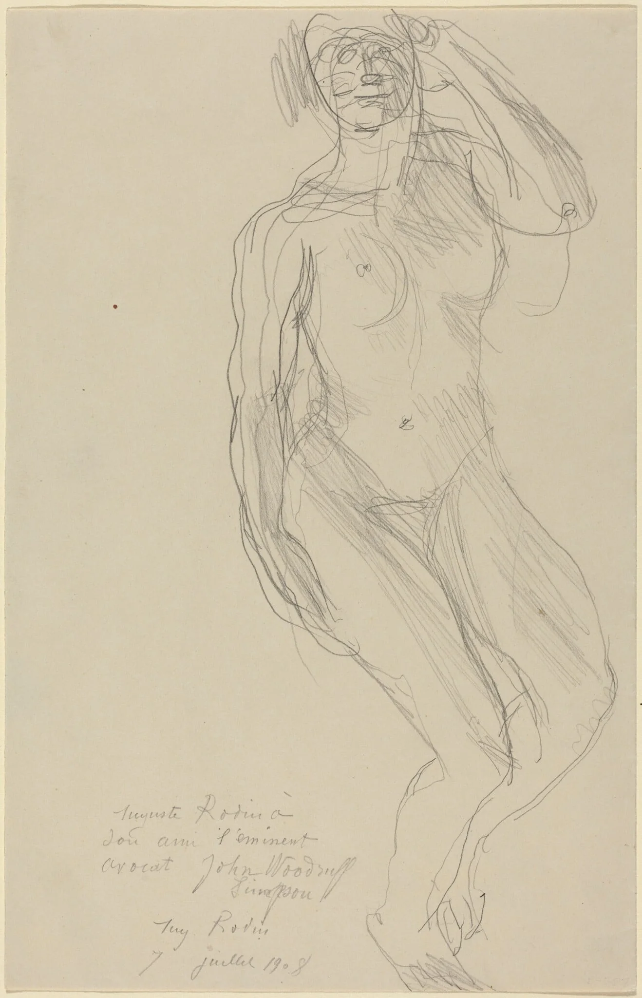 Seated Female Nude Looking Forward, detail
