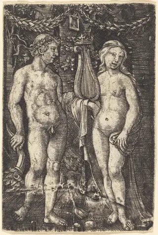 Hercules and a Muse, by Albrecht Altdorfer, ink, 1522