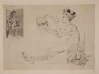 La Coquetterie, by Armand Rassenfosse, ink, 1895