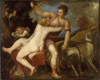 Venus and Adonis, by Titian, oil, 1550