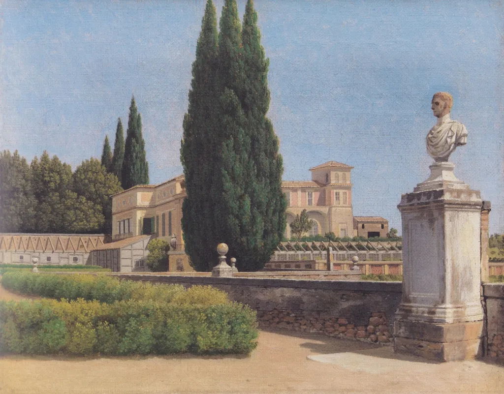 Villa Albani seen from the Garden. Rome, by Christoffer Wilhelm Eckersberg, oil, 1813