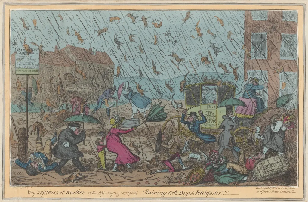 Very unpleasant weather, by George Cruikshank, ink, 1820
