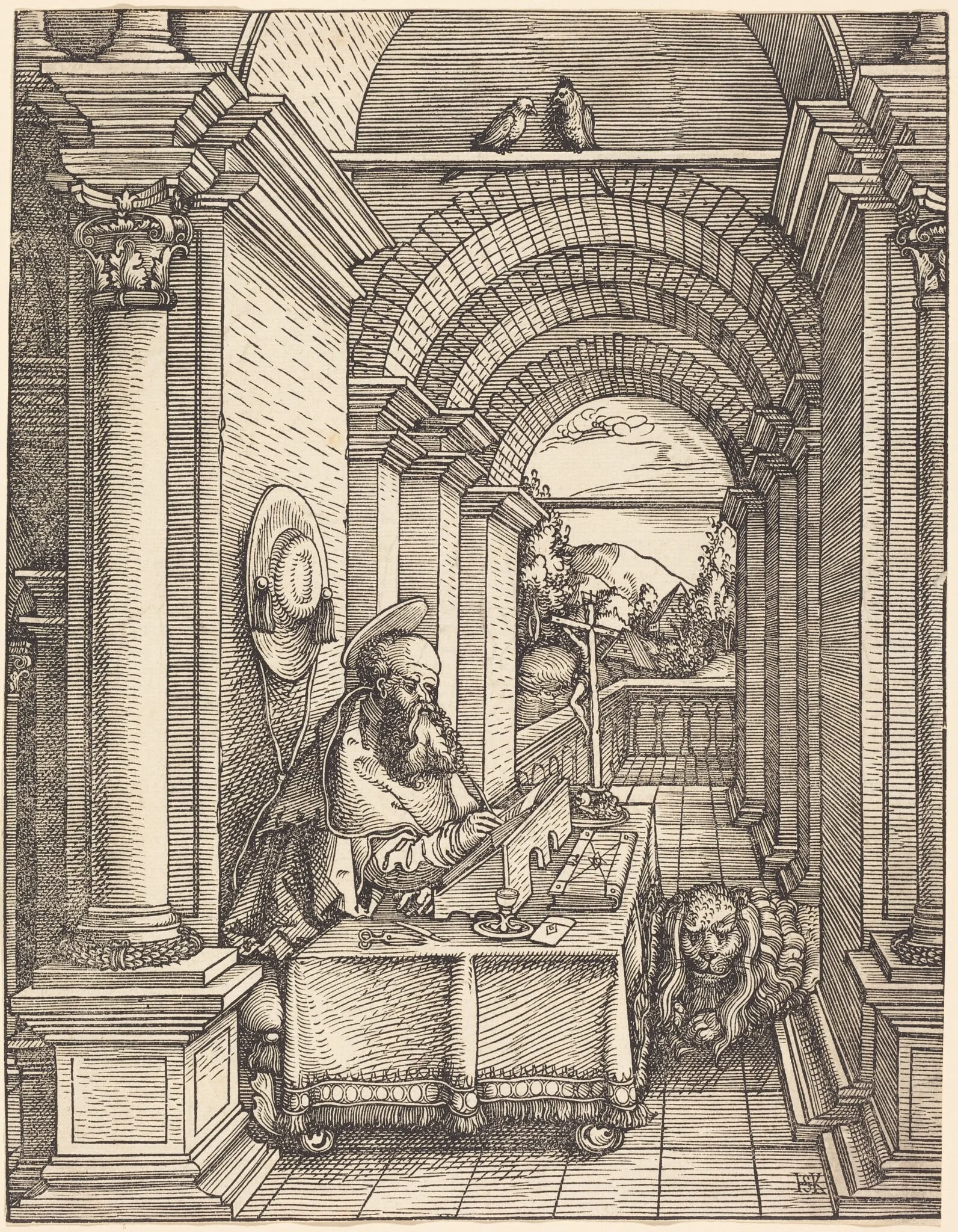 Saint Jerome Writing, detail