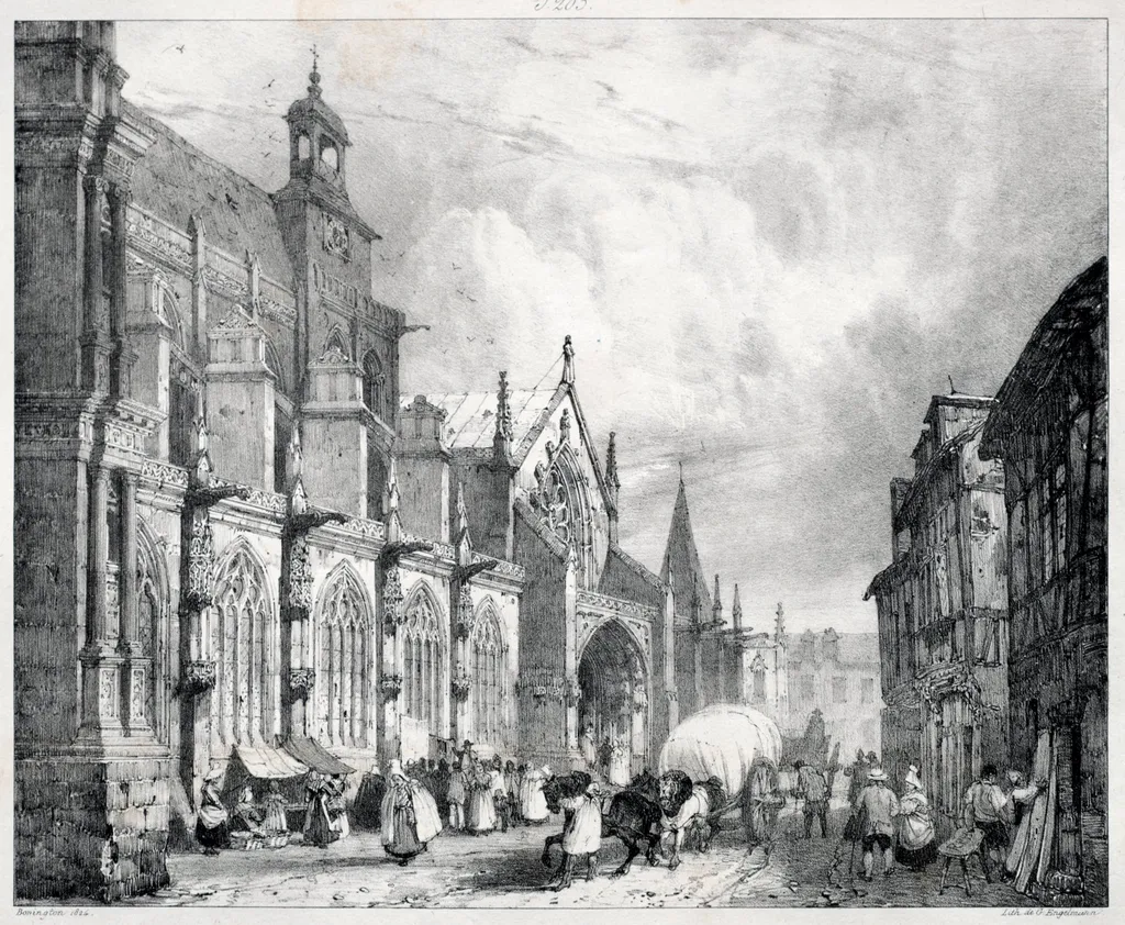 Voyages pittoresques et romantiques dans l'ancienne France,  Normandie:  Église de Saint Gervais et Saint Protais à Gisors, by Richard Parkes Bonington, 1824
