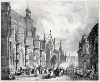 Voyages pittoresques et romantiques dans l'ancienne France,  Normandie:  Église de Saint Gervais et Saint Protais à Gisors, by Richard Parkes Bonington, 1824