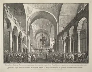 The Newly Elected Doge Presented to the People in San Marco, by Giovanni Battista Brustolon, ink, 1764
