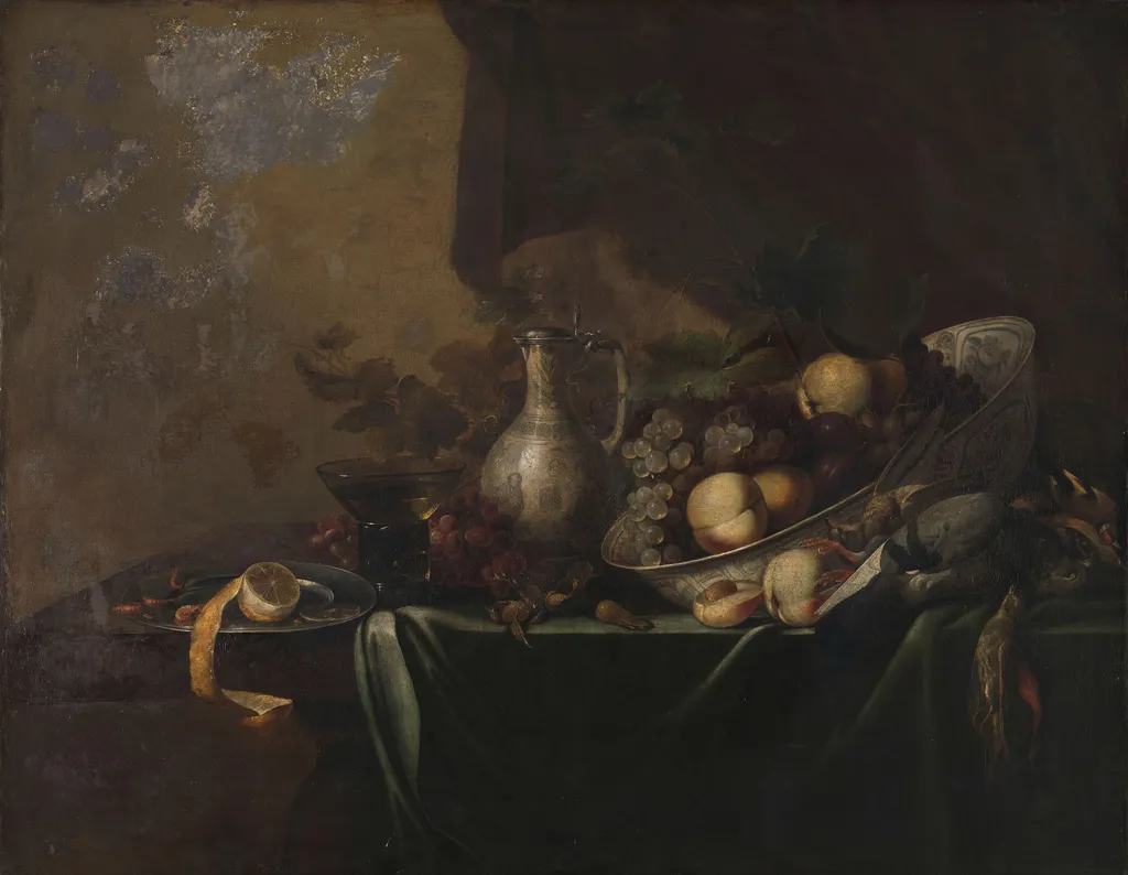 Still Life with Fruit, by Michiel (II) Simons, oil, 1650