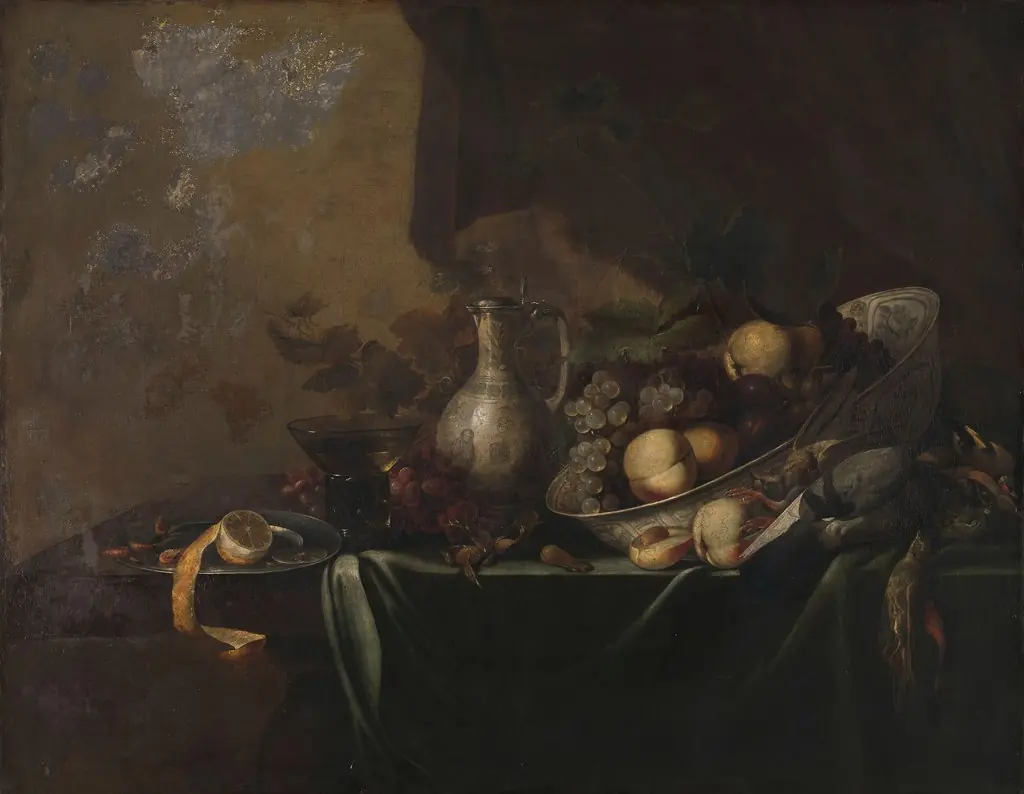 Still Life with Fruit, by Michiel (II) Simons, oil, 1650