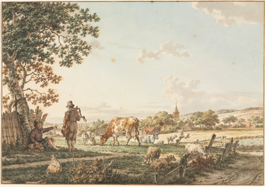 Pastoral Landscape with Village, by Jacob Cats, 1799