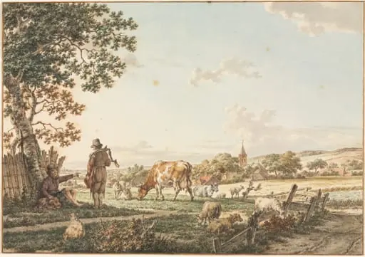 Pastoral Landscape with Village, by Jacob Cats, 1799