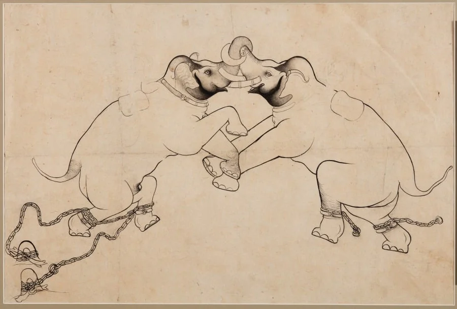 Two Elephants in Combat, detail