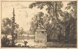 Pool in a Formal Garden, by Laurent de La Hyre, ink, 1640