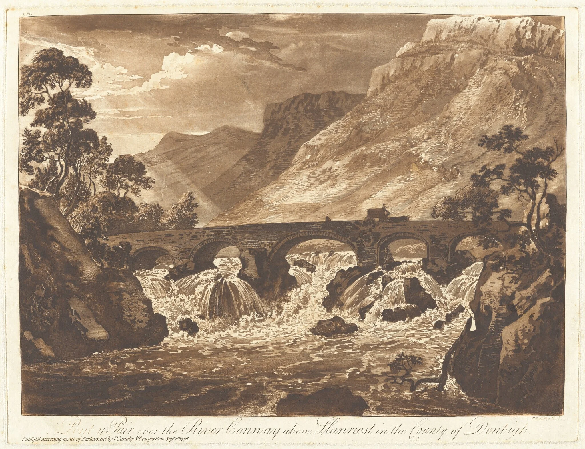 Pont-y-Pair over the River Conway above Llanrwst in the County of Denbigh, detail